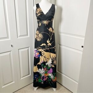 Vintage Tori Richard 70s Floral Tegaki Print Maxi Dress Resortwear - Size 4